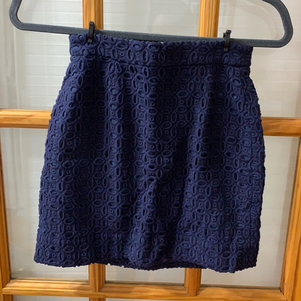 UGC J. Crew navy eyelet skirt